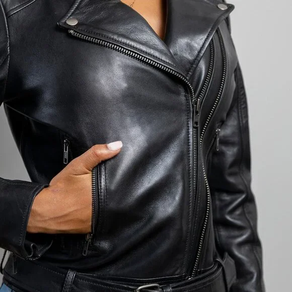 Chloe Womens Fashion Leather Jacket - Picture 3 of 6